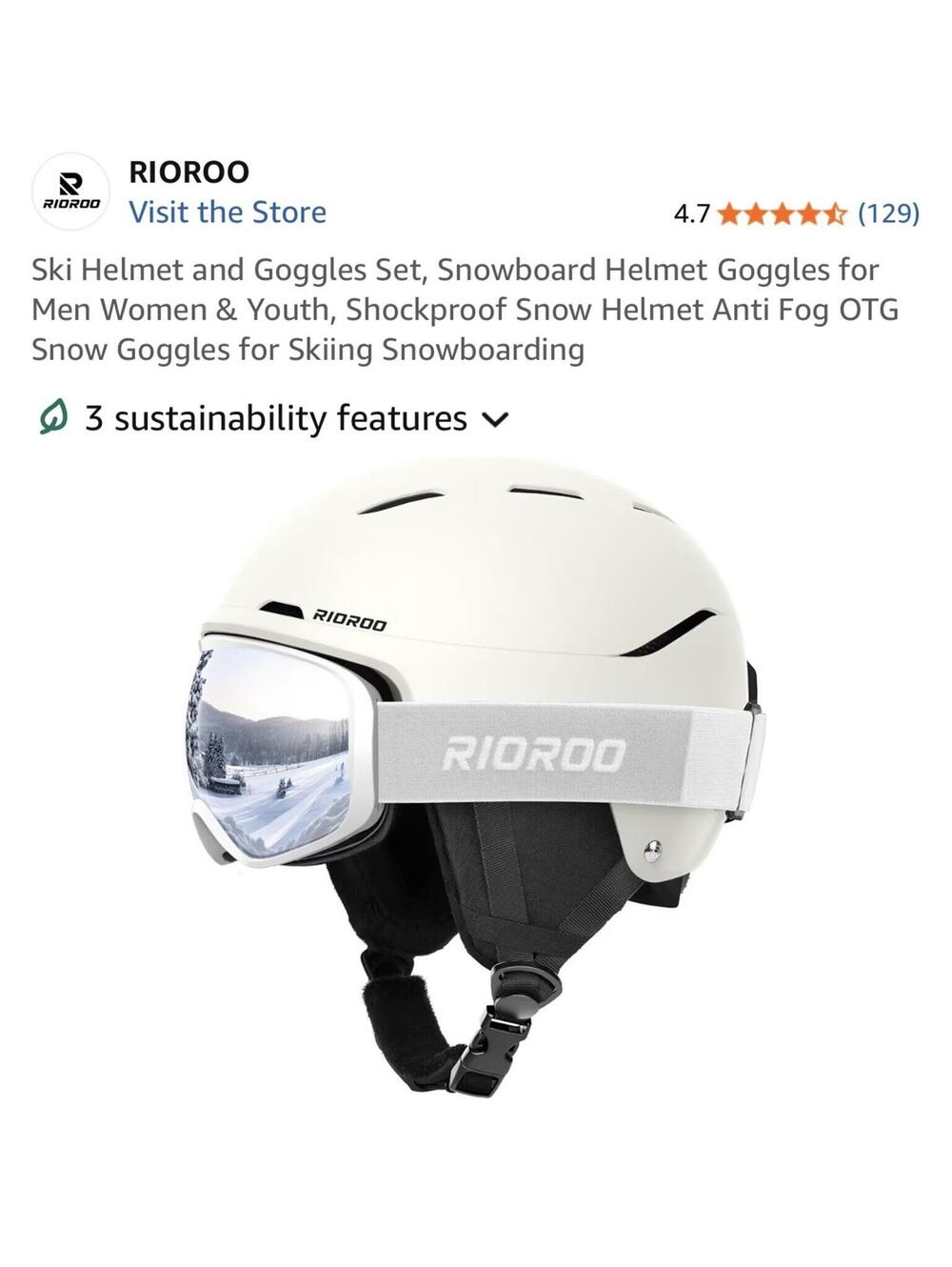 RIOROO Ski Helmet and Goggles Set with Anti-Fog OTG Snow Goggles Size Large